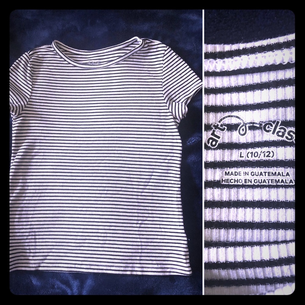 Black and White Striped T-Shirt Girls Size L